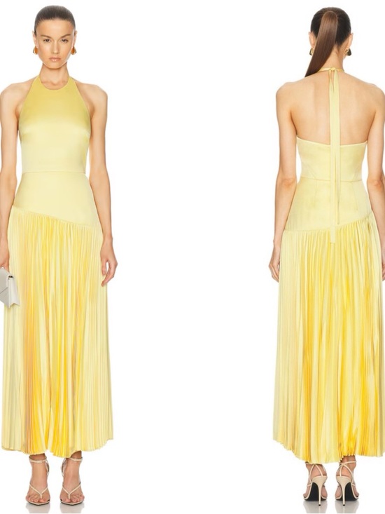 Alexis Dresses & Skirts - ALEXIS Saab Pleated Drop Waist Yellow Maxi Dress Size XL
